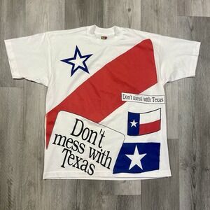 Vintage 90s Don't Mess With Texas Size XL Texan Flag South USA Cowboy Tshirt